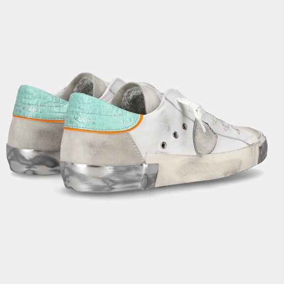 NWT Philippe Model PRSX Low Veau Croco in White and Aquamarine - Size 40 - Picture 6 of 17